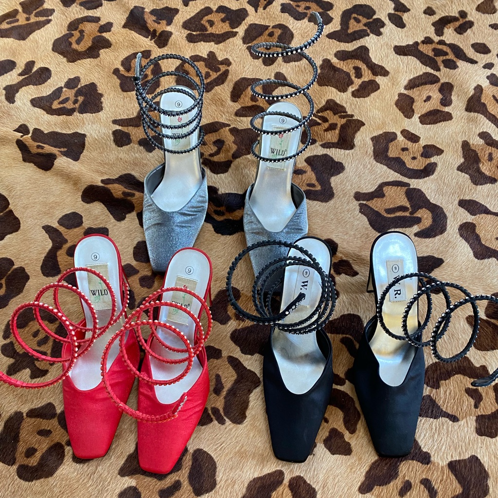 Rhinestone Leg Wrap Shoes (3 Pairs)